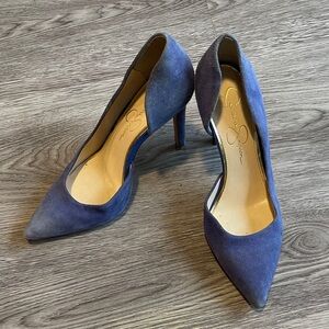 Jessica Simpson Blue Suede Pointed-Toe Pumps